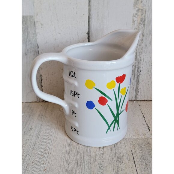 Tulips measuring cup ceramic large vintage flower home devor - Picture 2 of 7